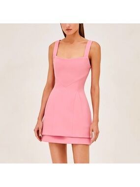 Alexis Pink Square-Neck Mini Dress with Wide Straps